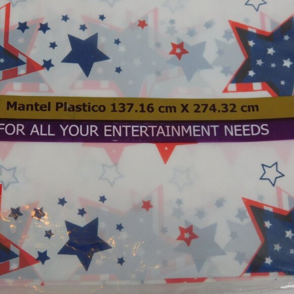 Patriotic Red White Blue Stars Plastic Tablecover Rectangle 54x108 Party July 4 - Picture 4 of 7